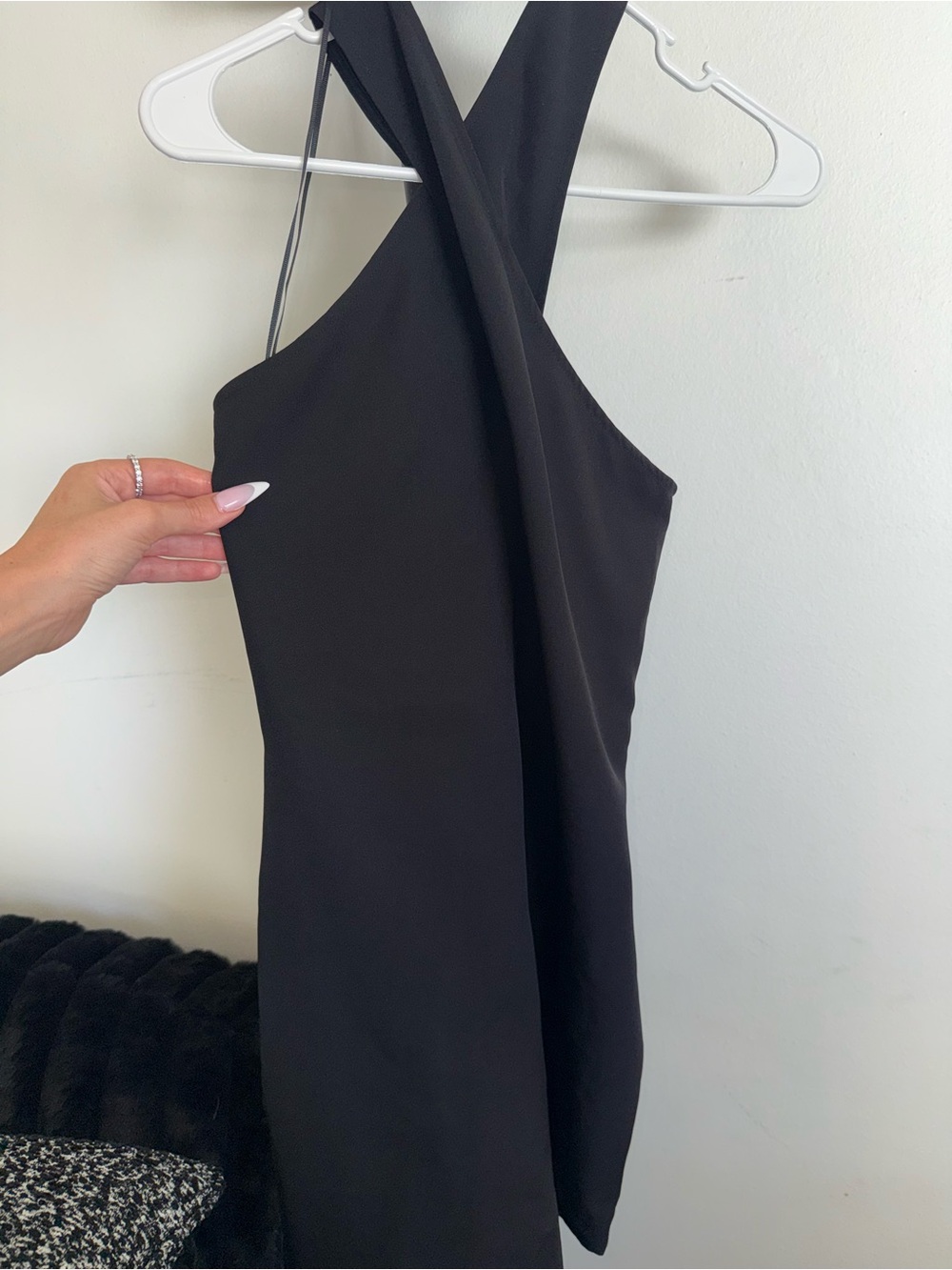 Mango Black Asymmetrical Cross-Front Dress